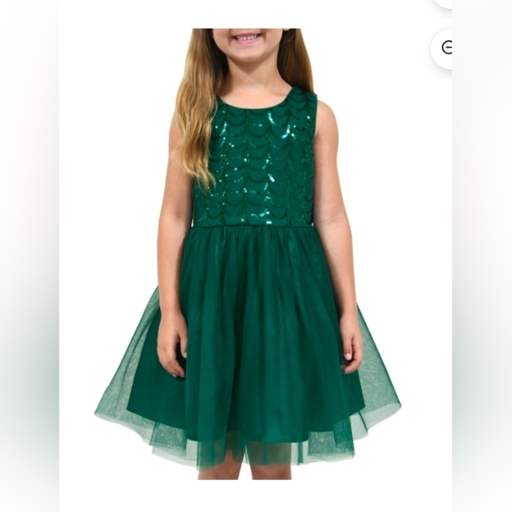 Zunie Girl Girl's Fit & Flare Special Occasion Mesh Skirting Dress Green
